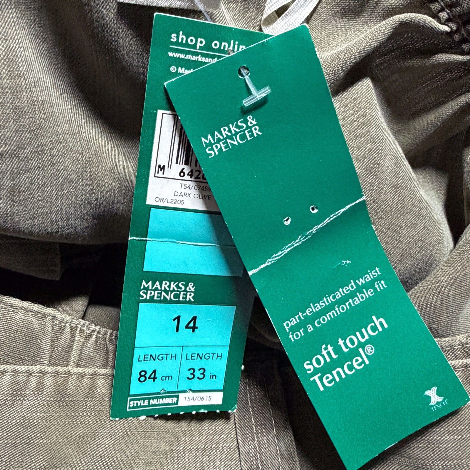 Nwt M&S Marks & Spencer Tencel Lyocell A-Line Midi Skirt Green Belted Size 10 — image 5 of 8